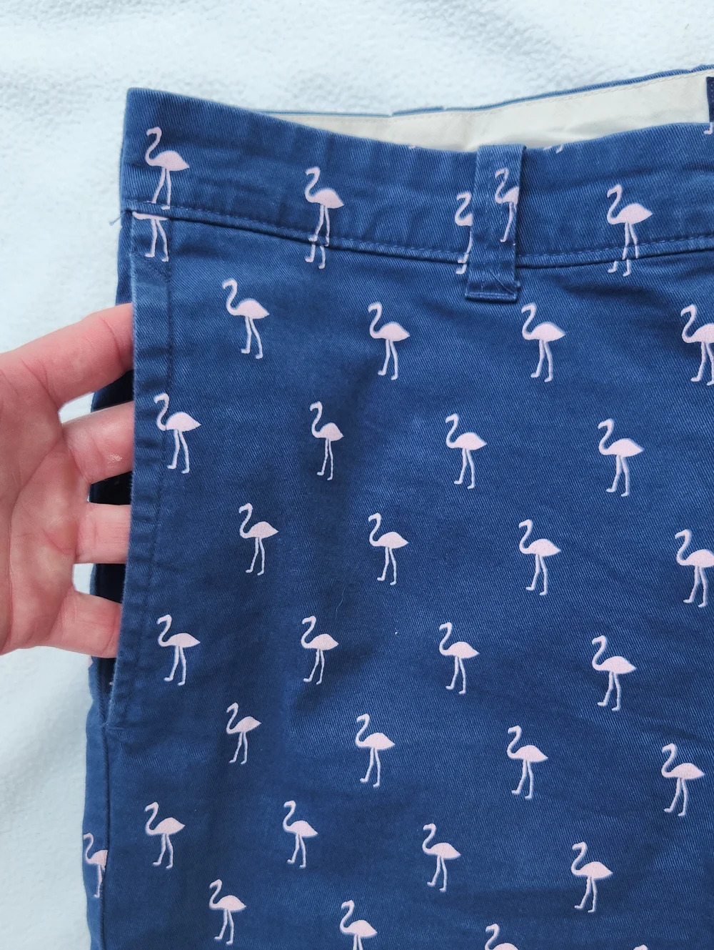 J.Crew Mens Navy Blue Flamingo Print Chino Shorts 7